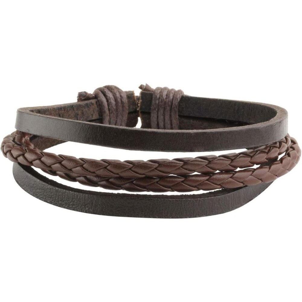 6-12PCS Braided Faux Leather Bracelet Punk Cuff Wrap Bracelets for Men Women Adj - Picture 2 of 6